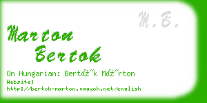 marton bertok business card